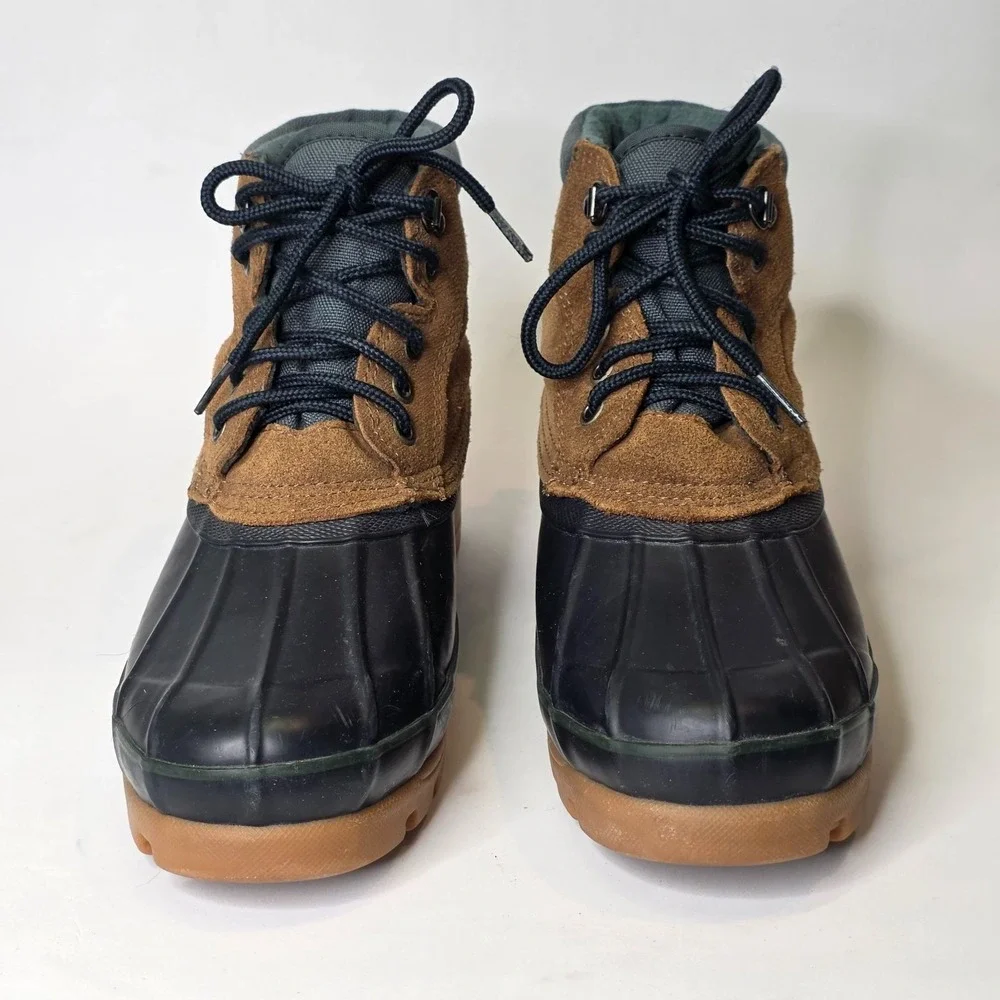 London Fog Ridge Women's Duck Boots Size 9 M Navy Brown Suede Waterproof Shoes